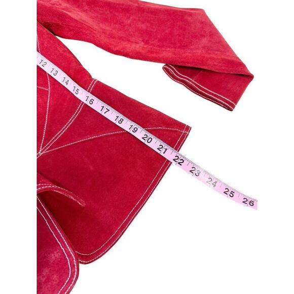 Vintage Boston Proper Y2K Style Red Leather Suede Blazer Womens Size 4 - Picture 9 of 9